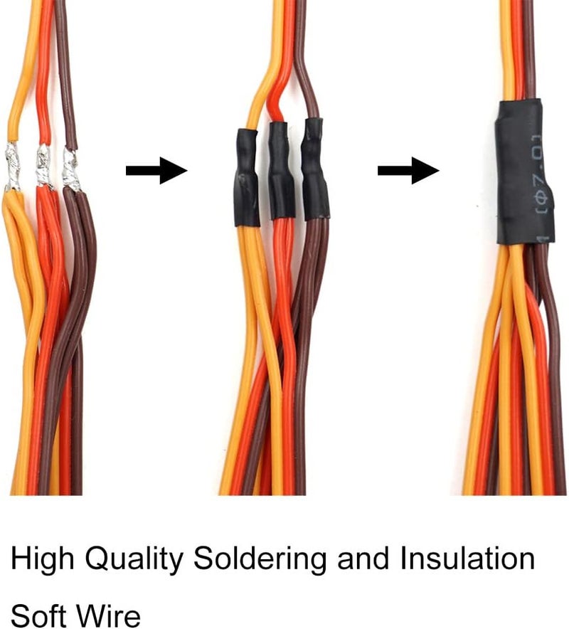 elechawk Servo Y Harness Splitter Cable 3 Pin Connector Wire Male to Female 4 Way Extension Lead Compatible with JR Futaba RC Car Airplanes (3PCS 1to2 and 2PCS 1to3) - Image 3